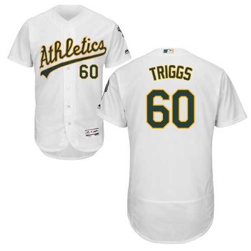 Men's Oakland Athletics #60 Andrew Triggs White Flexbase Authentic Collection Stitched MLB