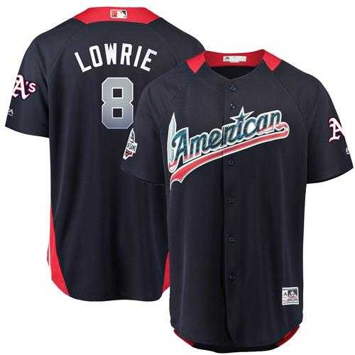 Men's Oakland Athletics #8 Jed Lowrie Navy Blue 2018 All-Star American League Stitched MLB Jersey