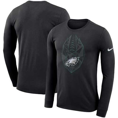 Men's Philadelphia Eagles Nike Black Fan Gear Icon Performance Long Sleeve T-Shirt