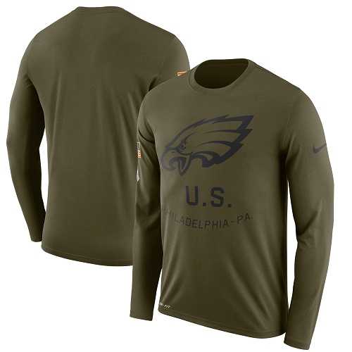 Men's Philadelphia Eagles Nike Olive Salute to Service Sideline Legend Performance Long Sleeve T-Shirt