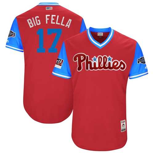 Men's Philadelphia Phillies #17 Rhys Hoskins Red Big Fella Players Weekend Authentic Stitched MLB