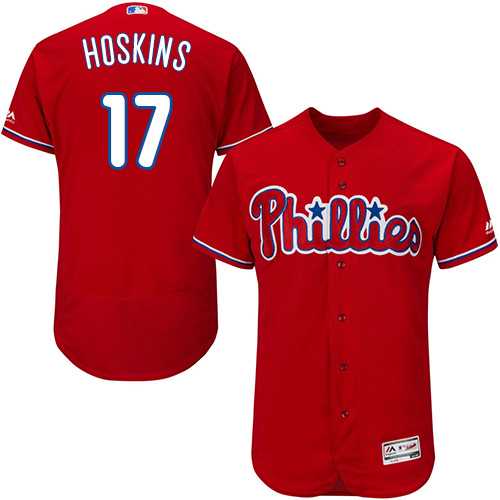 Men's Philadelphia Phillies #17 Rhys Hoskins Red Flexbase Authentic Collection Stitched MLB