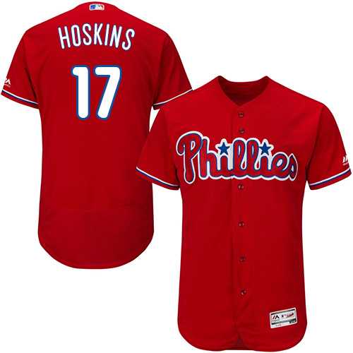 Men's Philadelphia Phillies #17 Rhys Hoskins Red Flexbase Authentic Collection Stitched MLB Men's Philadelphia Phillies #17 Rhys Hoskins Red Flexbase Authentic Collection Stitched MLB
