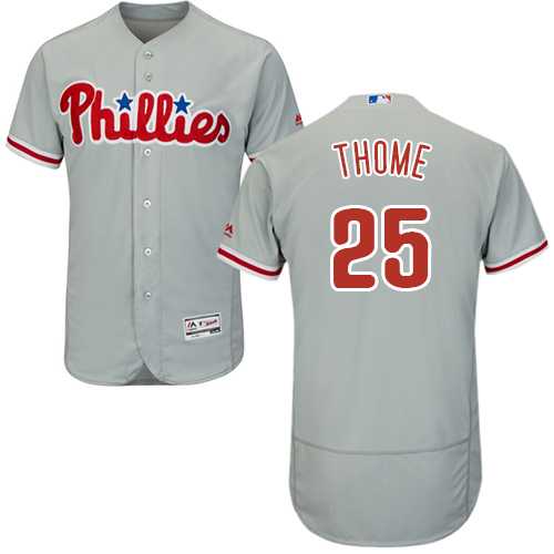 Men's Philadelphia Phillies #25 Jim Thome Grey Flexbase Authentic Collection Stitched MLB Jersey
