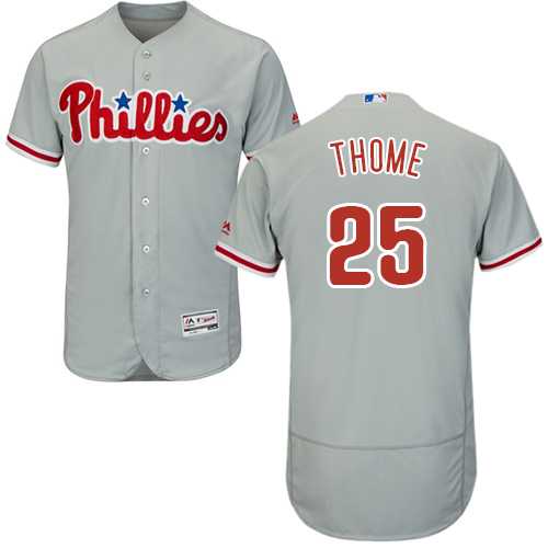 Men's Philadelphia Phillies #25 Jim Thome Grey Flexbase Authentic Collection Stitched MLB Jersey Men's Philadelphia Phillies #25 Jim Thome Grey Flexbase Authentic Collection Stitched MLB Jersey