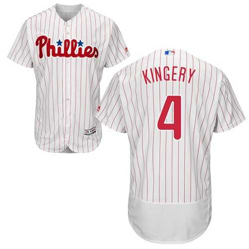 Men's Philadelphia Phillies #4 Scott Kingery White(Red Strip) Flexbase Authentic Collection Stitched MLB Jersey