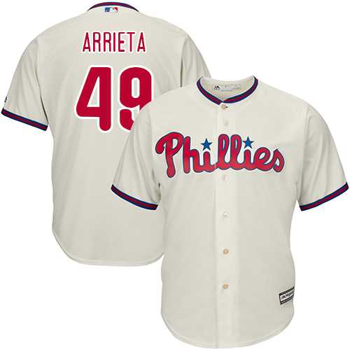 Men's Philadelphia Phillies #49 Jake Arrieta Cream New Cool Base Stitched MLB
