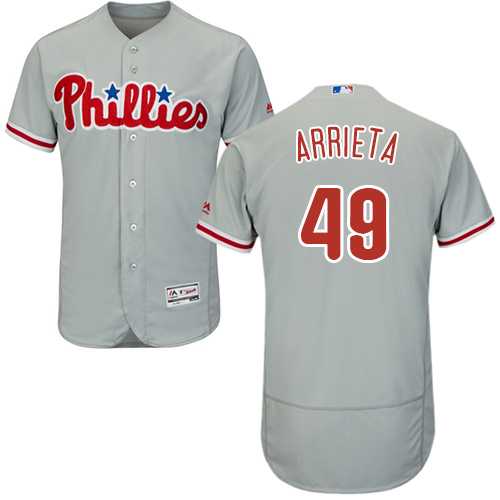 Men's Philadelphia Phillies #49 Jake Arrieta Grey Flexbase Authentic Collection Stitched MLB Men's Philadelphia Phillies #49 Jake Arrieta Grey Flexbase Authentic Collection Stitched MLB