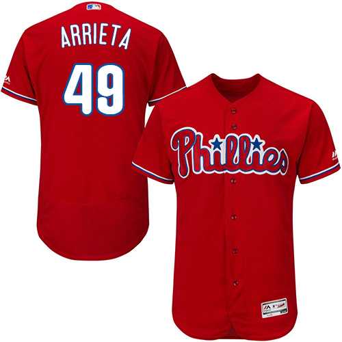Men's Philadelphia Phillies #49 Jake Arrieta Red Flexbase Authentic Collection Stitched MLB