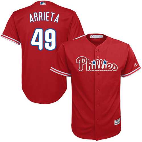 Men's Philadelphia Phillies #49 Jake Arrieta Red New Cool Base Stitched MLB