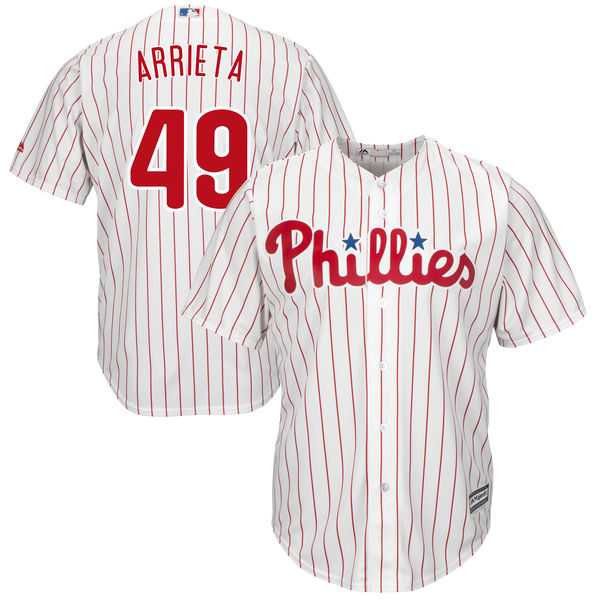 Men's Philadelphia Phillies #49 Jake Arrieta White Cool Base Stitched MLB