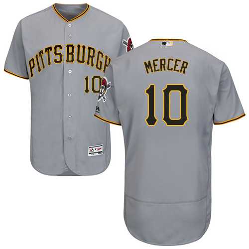 Men's Pittsburgh Pirates #10 Jordy Mercer Grey Flexbase Authentic Collection Stitched MLB Jersey