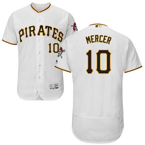 Men's Pittsburgh Pirates #10 Jordy Mercer White Flexbase Authentic Collection Stitched MLB Jersey