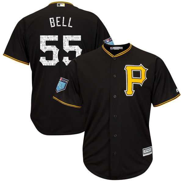 Men's Pittsburgh Pirates #55 Josh Bell Majestic Black 2018 Spring Training Cool Base Player Jersey