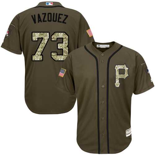 Men's Pittsburgh Pirates #73 Felipe Vazquez Green Salute to Service Stitched MLB