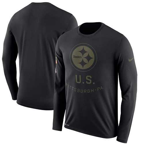 Men's Pittsburgh Steelers Nike Black Salute to Service Sideline Legend Performance Long Sleeve T-Shirt