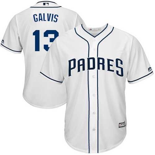 Men's San Diego Padres #13 Freddy Galvis White New Cool Base Stitched MLB Jersey