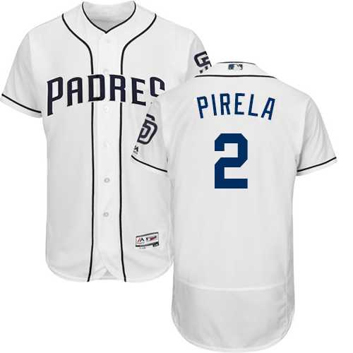 Men's San Diego Padres #2 Jose Pirela White Flexbase Authentic Collection Stitched MLB Jersey