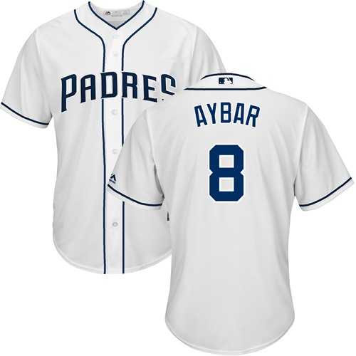 Men's San Diego Padres #8 Erick Aybar White New Cool Base Stitched MLB