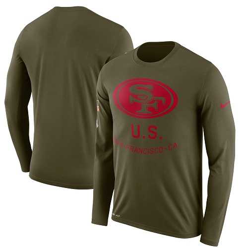 Men's San Francisco 49ers Nike Olive Salute to Service Sideline Legend Performance Long Sleeve T-Shirt