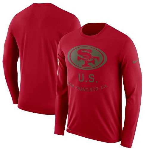 Men's San Francisco 49ers Nike Scarlet Salute to Service Sideline Legend Performance Long Sleeve T-Shirt