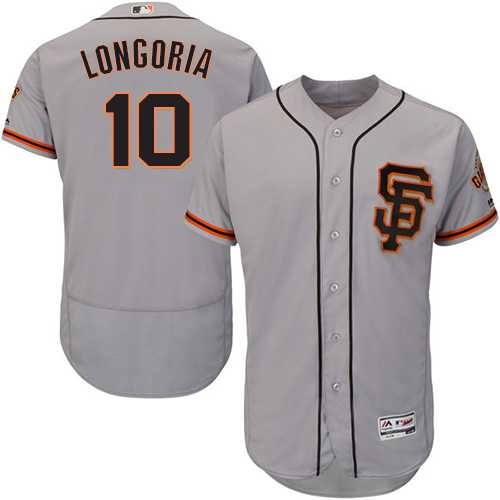 Men's San Francisco Giants #10 Evan Longoria Grey Flexbase Authentic Collection Road 2 Stitched Baseball Jersey