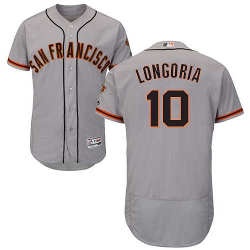 Men's San Francisco Giants #10 Evan Longoria Grey Flexbase Authentic Collection Road Stitched Baseball Jersey