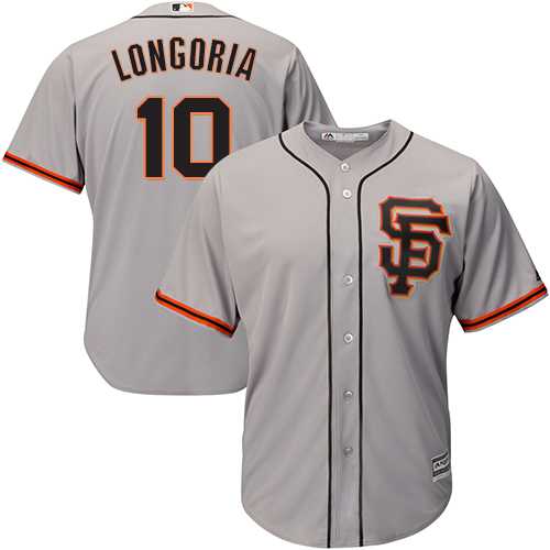 Men's San Francisco Giants #10 Evan Longoria Grey New Cool Base Road 2 Stitched Baseball Jersey