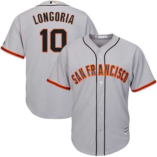 Men's San Francisco Giants #10 Evan Longoria Grey New Cool Base Road Stitched Baseball Jersey