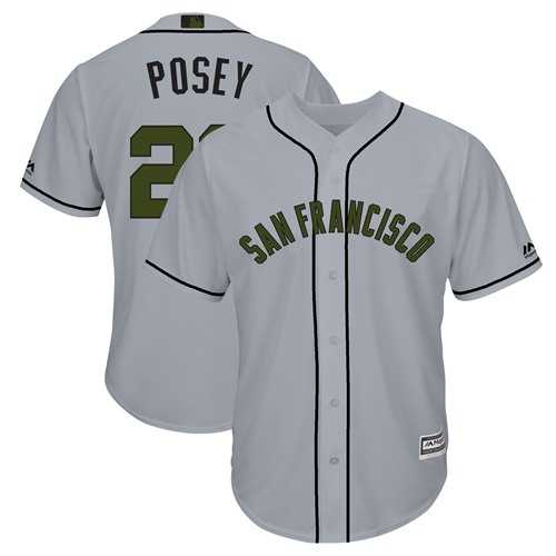 Men's San Francisco Giants #28 Buster Posey Grey New Cool Base 2018 Memorial Day Stitched MLB Jersey