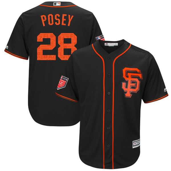 Men's San Francisco Giants #28 Buster Posey Majestic Black 2018 Spring Training Cool Base Player Jersey
