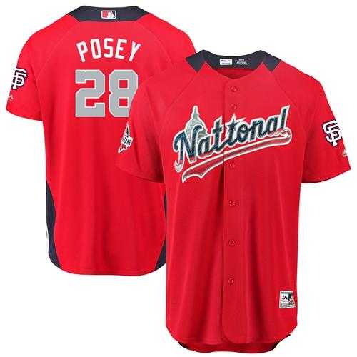 Men's San Francisco Giants #28 Buster Posey Red 2018 All-Star National League Stitched MLBs