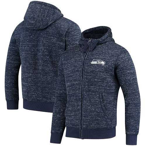 Men's Seattle Seahawks G-III Sports by Carl Banks Heathered College Navy Discovery Sherpa Full-Zip Jacket