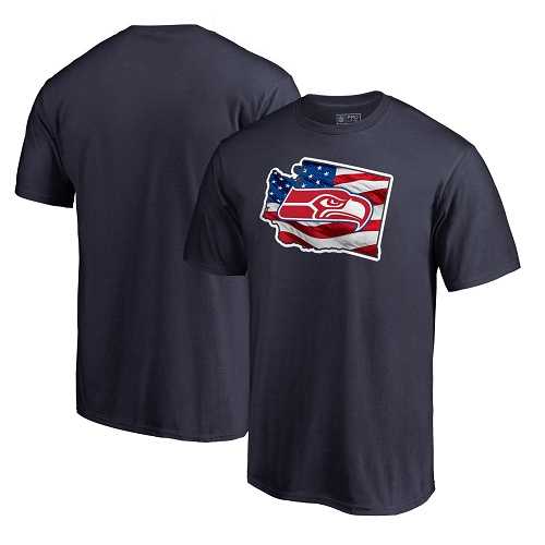 Men's Seattle Seahawks NFL Pro Line by Fanatics Branded Navy Banner State T-Shirt