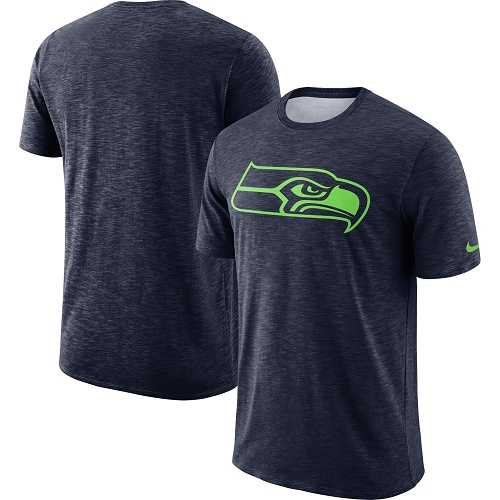 Men's Seattle Seahawks Nike College Navy Sideline Cotton Slub Performance T-Shirt