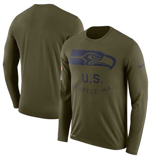 Men's Seattle Seahawks Nike Olive Salute to Service Sideline Legend Performance Long Sleeve T-Shirt