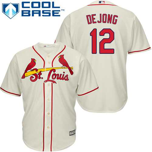 Men's St. Louis Cardinals #12 Paul DeJong Cream New Cool Base Stitched MLB Jersey