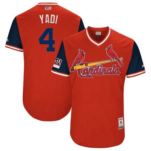 Men's St. Louis Cardinals #4 Yadier Molina Red Yadi Players Weekend Authentic Stitched MLB