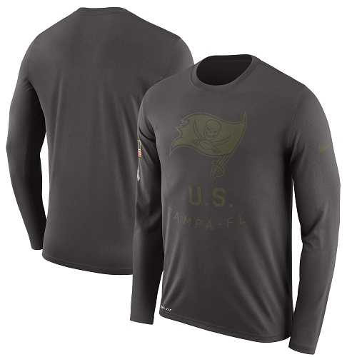 Men's Tampa Bay Buccaneers Nike Pewter Salute to Service Sideline Legend Performance Long Sleeve T-Shirt
