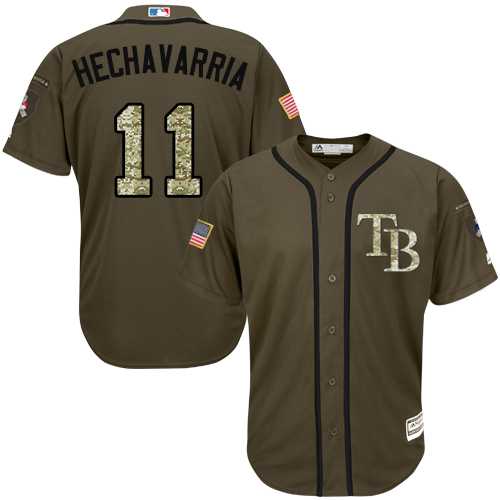 Men's Tampa Bay Rays #11 Adeiny Hechavarria Green Salute to Service Stitched MLB