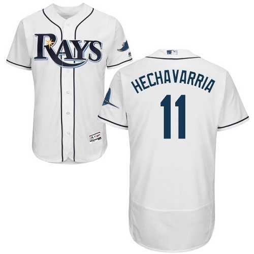 Men's Tampa Bay Rays #11 Adeiny Hechavarria White Flexbase Authentic Collection Stitched MLB