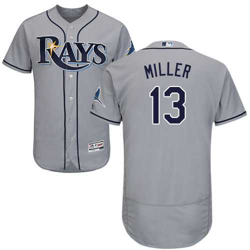 Men's Tampa Bay Rays #13 Brad Miller Grey Flexbase Authentic Collection Stitched MLB