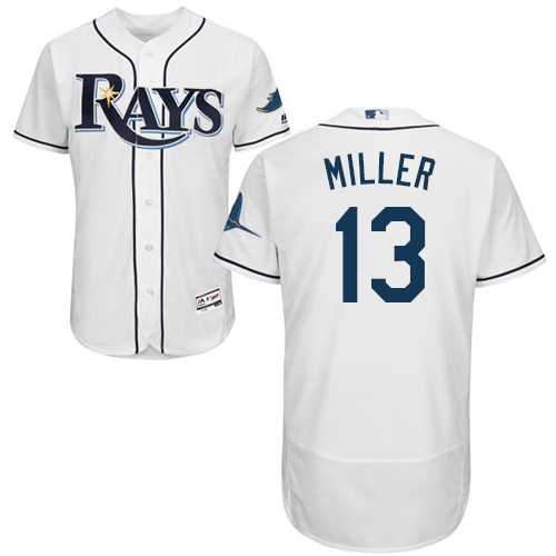 Men's Tampa Bay Rays #13 Brad Miller White Flexbase Authentic Collection Stitched MLB