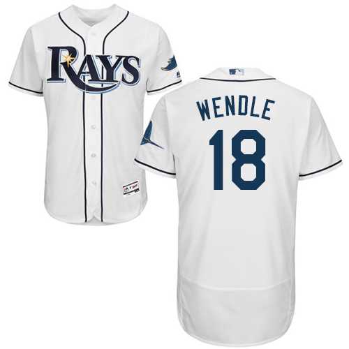 Men's Tampa Bay Rays #18 Joey Wendle White Flexbase Authentic Collection Stitched MLB