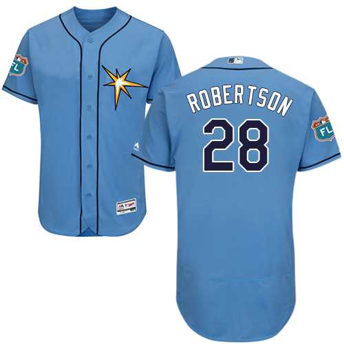 Men's Tampa Bay Rays #28 Daniel Robertson Light Blue Flexbase Authentic Collection Stitched MLB
