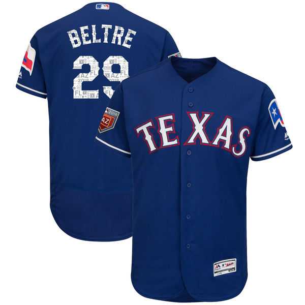 Men's Texas Rangers #29 Adrian Beltre Majestic Royal 2018 Spring Training Flex Base Player Jersey