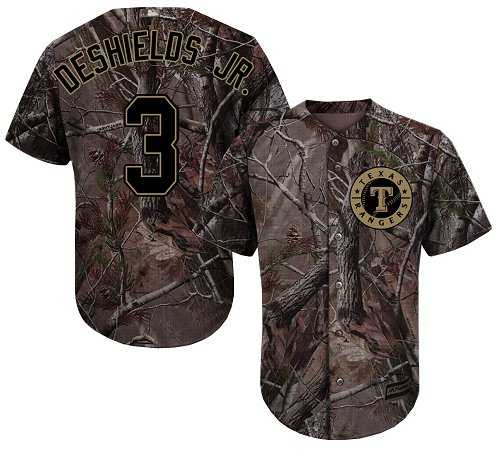 Men's Texas Rangers #3 Delino DeShields Jr. Camo Realtree Collection Cool Base Stitched MLB