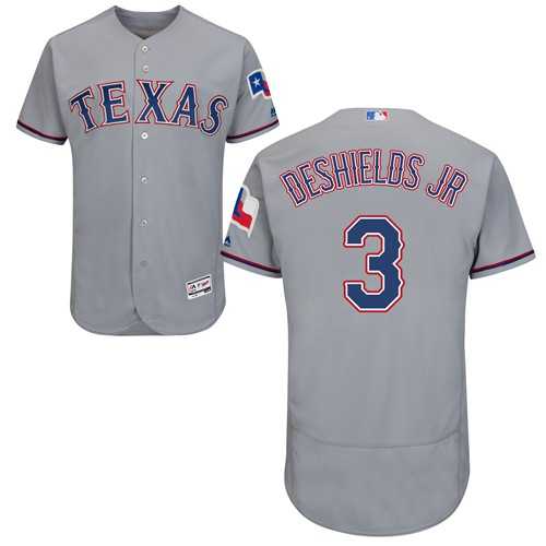 Men's Texas Rangers #3 Delino DeShields Jr. Grey Flexbase Authentic Collection Stitched MLB