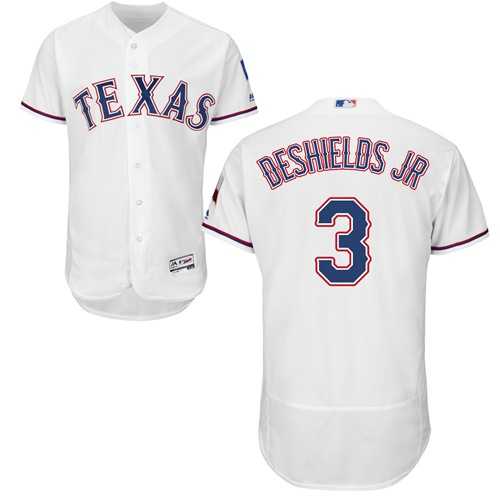 Men's Texas Rangers #3 Delino DeShields Jr. White Flexbase Authentic Collection Stitched MLB