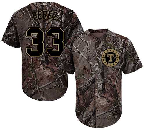Men's Texas Rangers #33 Martin Perez Camo Realtree Collection Cool Base Stitched MLB